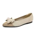 Eleganti ballerine in maglia a punta con fiocco in beige e marrone chiaro - Albicocca Cachi