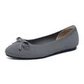 Classic grey knit ballet flats for women featuring a round toe and elegant bow detail - Bow Gray