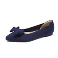 Elegante ballerina a punta in maglia blu scuro con un raffinato fiocco decorativo - Blu