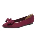 Elegante ballerina in maglia bordeaux a punta con dettaglio fiocco - arancio-rosso