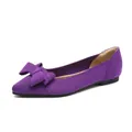 Eleganti ballerine in maglia viola a punta rifinite con un grazioso fiocco decorativo. - Viola