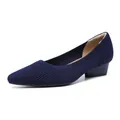 Eleganti décolleté blu navy a punta con tomaia in tessuto a maglia a coste traspirante - 34 / Blu a Righe