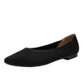Elegante zwarte gebreide ballerina's met puntneus en verticale ribbeltextuur - 34 / Gestreept Zwart