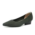 Décolleté classiche in maglia verde scuro a punta con comodo tacco basso a blocco - Verde a Righe