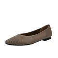 Elegante bruine fly-knit platte schoenen met spitse neus en comfortabele zool dames - 34 / Gestreept Donkerabrikoos