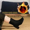 Elegantes botas de punto negras con tacón de bloque, punta cuadrada y forro polar - Negro Forrado de Felpa
