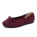 Elegante weinrote Strickballerinas mit runder Kappe und Schleife, bequem für den Alltag - 34 / Orangerot