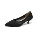 Eleganti scarpe nere a punta con tacco kitten e design a maglia traspirante - 34 / Nero