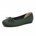 Elegante dunkelgrüne Flyknit-Ballerinas für Damen mit Schleifendetail und runder Spitze - 34 / Dunkelgrün