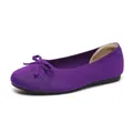 Elegante lila gestrickte Ballerinas mit runder Zehenpartie und Schleife für Damen - 34 / Lila
