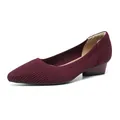 Eleganti décolleté bordeaux a punta in maglia a coste con tacco basso a blocco - Rosso Arancio a Righe