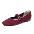 Zapatos planos Mary Jane color burdeos de punto transpirable con correa de hebilla - 34 / Burdeos