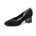 Eleganti décolleté in maglia nera con tacco a blocco, punta a punta e tacco da 5,5 cm - 34 / Nero