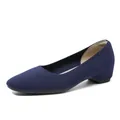 Eleganti scarpe con zeppa in maglia blu navy per il pendolarismo quotidiano femminile - 34 / Blu