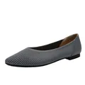Elegante grijze gebreide ballerina's met puntige neus en ademende ribtextuur dames. - Gestreept Grijs