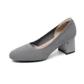 Comode décolleté grigie in maglia con tacco a blocco da 5,5 cm per donne eleganti - 34 / Grigio