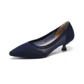 Eleganti décolleté kitten heel in maglia blu navy con punta traspirante traforata - Blu Seta di Pesce