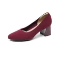 Eleganti décolleté in maglia color bordeaux a punta con tacco a blocco da 5,5 cm - 34 / arancio-rosso