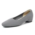 Elegant gray knitted square toe pumps with hidden wedge for women's daily commute - 34 / Gray