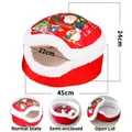 Accogliente cuccia natalizia per animali con coperchio rimovibile semichiuso per cani e gatti - 45x24cm / Rosso