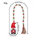 Christmas wooden gnome bead garland hanging ornament with product dimensions and weight - Flower Wreath Gnome (Y2-28)
