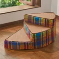 3-stufige drehbare Haustiertreppe mit buntem Karomuster für kleine Hunde und Katzen - Dritter Ordnung / Durchmesser 45cm Höhe 31cm / Mehrfarbig Kariert