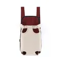 Breathable pet carrier backpack with beige mesh and burgundy straps for small dogs - S / Beige + Rose Red