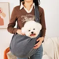 Comfortable gray polyester pet sling carrier for cats and dogs under 15lbs outdoors - Dark Gray