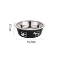 Black stainless steel non-slip pet bowl small size with 14.2cm diameter for dogs and cats - S / Black