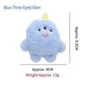 Blue plush sprite cat toy with catnip, size approx. 9.5x9cm, 13g lightweight - Blue Three-eyed Alien / Blue Three-eyed Alien