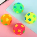 Set of 4 colorful spiky flashing rubber soccer balls for dog training and interactive play. - Flashing Soccer Ball / 6.5cm / Multicolor Patchwork