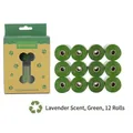 12 rollen groene naar lavendel geurende biologisch afbreekbare hondenpoepzakjes met box - Box (12 Rollen) / 12 Rollen Set / Legergroen