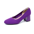Elegante paarse gebreide pumps met puntige neus en een stabiele blokhak van 5,5 cm - Paars