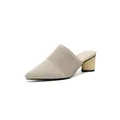 Eleganti sabot beige in maglia a punta con comodi tacchi grossi medi da 5 cm. - Albicocca Chiaro