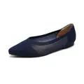 Scarpe piatte lavorate a maglia blu navy con punta a punta e design in rete traspirante. - 34 / Blu