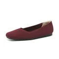Scarpe piatte bordeaux in maglia per donna con comodo design a punta quadrata - 34 / Rosso Arancio a Righe