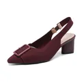 Eleganti sandali slingback in maglia bordeaux con punta affusolata e tacco largo - 34 / arancio-rosso