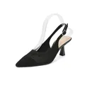 Elegantes zapatos de salón de malla negra con punta fina y tira trasera para mujer - 36 / Negro Hueco