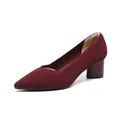 Eleganti décolleté bordeaux con tacco largo, punta e trama a maglia verticale fine - 34 / Rosso Arancio a Righe