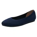 Elegante donkerblauwe gebreide ballerina's met comfortabele ronde neus en zachte zool - 34 / Gestreept Blauw