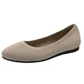 Comfortabele kaki gebreide ballerina's met ronde neus en zachte ademende stof - 34 / Gestreept Lichtabrikoos