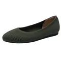 Ballerines élégantes en tricot vert foncé pour femmes, respirantes à semelle souple - Vert Rayé