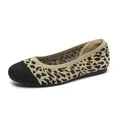 Ballerines confortables en tricot à imprimé léopard avec bout rond noir pour femmes - 34 / Léopard Noir Mixte