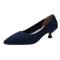 Escarpins en tricot bleu marine à bout pointu et petit talon aiguille très confortables - 34 / Bleu Rayé