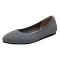 Ballerines tricotées grises confortables pour femmes bout rond chaussures souples. - Gris Rayé