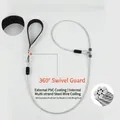 Detail view of steel wire dog leash with padded handle and multi-strand core - Webbing Handle P-Rope / 70cm / Silver White