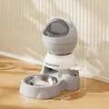 Distributeur automatique pour animaux gris étoilé avec puzzle à pression et bol inox. - Style Ours Puzzle à Pression / Gris Étoilé