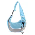 Breathable light blue mesh pet carrier sling bag for outdoor travel and daily use - L / Blue