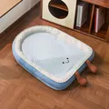 Light blue summer cooling pet bed with cute smiley face ice mat for dogs and cats - S (Recommended for Under 2.5kg) / Cooling Ice Cream Style