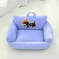 Sofa shaped purple corduroy pet bed for cats and dogs with cute cartoon dog patch - Patch Dog Striped Velvet Nest - Size 1 (Up to 4kg) / Light Purple